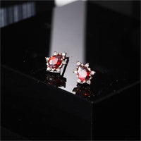 Pear Red Crystal & Cubic Zirconia Stud Earrings