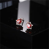 Pear Red Crystal & Cubic Zirconia Stud Earrings