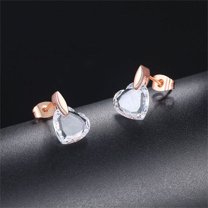 Clear Crystal and 18K Rose Gold-Plated Heart Drop Earrings, rose gold drop earrings for women, styled look
