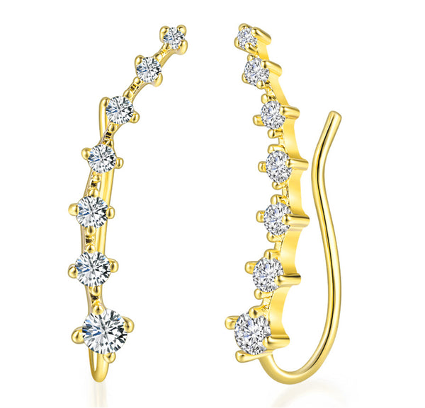 Cubic Zirconia & 18k Gold-Plated Ear Climbers
