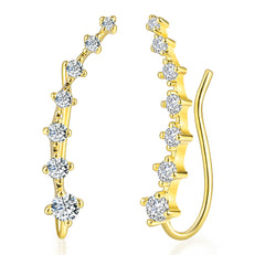 Cubic Zirconia & 18K Gold-Plated Ear Climbers