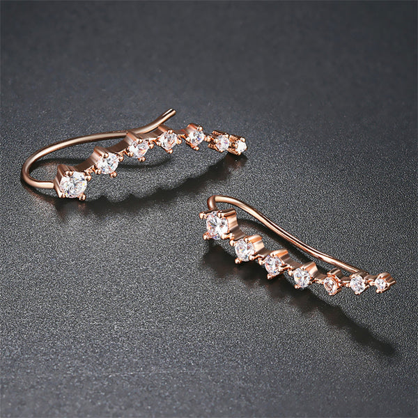 Cubic Zirconia & 18k Rose Gold-Plated Ear Climbers