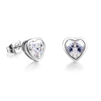 Crystal & Silver-Plated Heart Stud Earrings