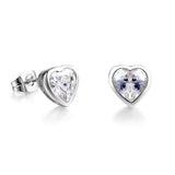 Crystal & Silver-Plated Heart Stud Earrings