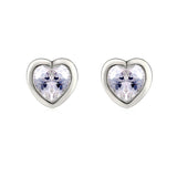 Crystal & Silver-Plated Heart Stud Earrings