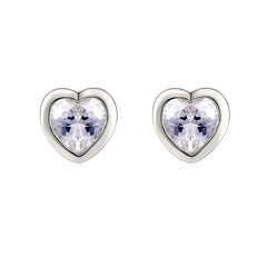 Crystal & Silver-Plated Heart Stud Earrings
