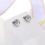 Crystal & Silver-Plated Heart Stud Earrings