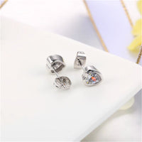 Crystal & Silver-Plated Heart Stud Earrings