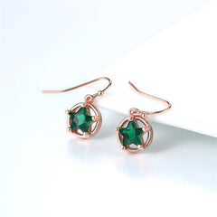 Green Crystal & 18K Rose Gold-Plated Star Circle Drop Earrings
