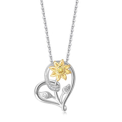 Cubic Zirconia & Two-Tone Mum Heart Pendant Necklace