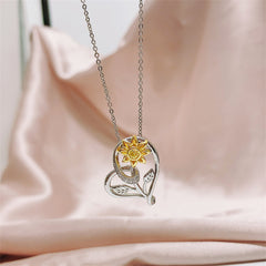 Cubic Zirconia & Two-Tone Mum Heart Pendant Necklace