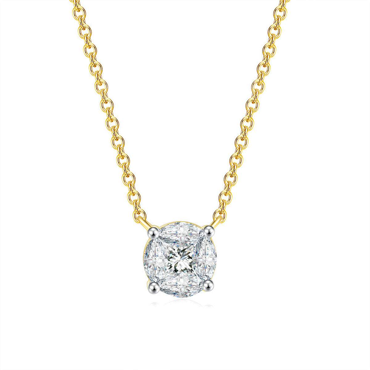 Marquise Crystal & Two-Tone Round Pendant Necklace