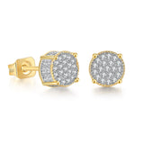 Clear Cubic Zirconia Two-Tone Round Stud Earrings