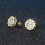 Clear Cubic Zirconia Two-Tone Round Stud Earrings