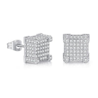 Cubic Zirconia & Silver-Plated Square Stud Earrings