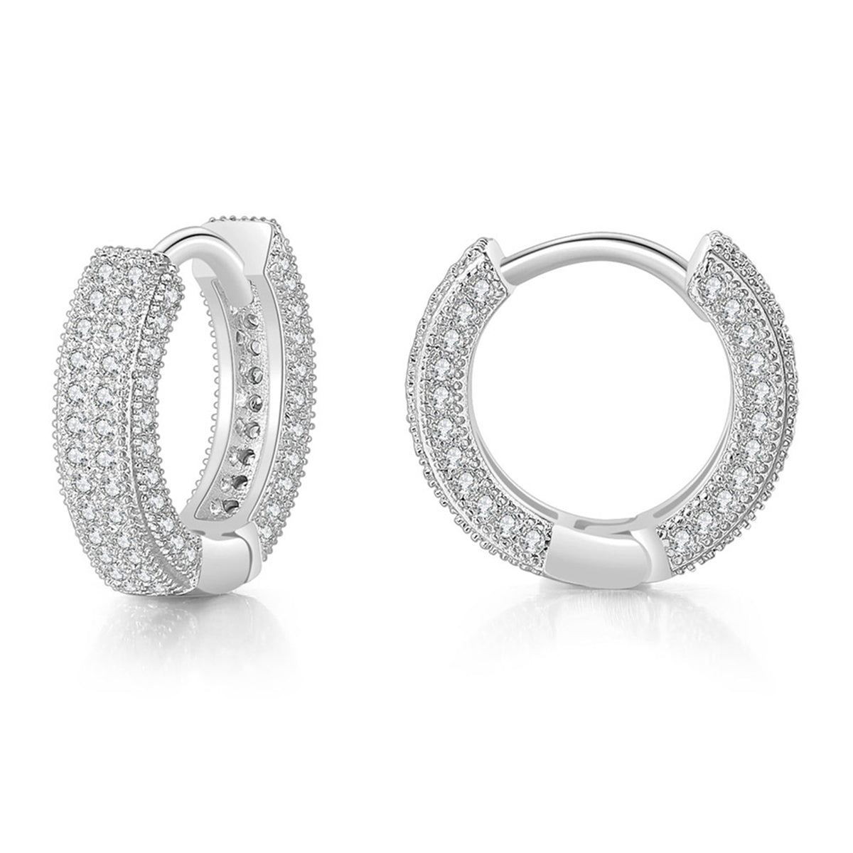Cubic Zirconia & Silver-Plated Huggie Earrings