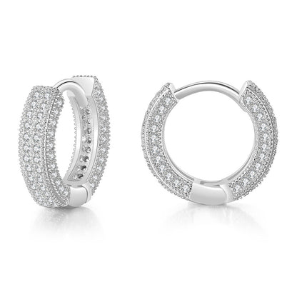 Cubic Zirconia & Silver-Plated Huggie Earrings