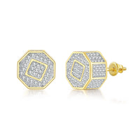 Cubic Zirconia & Two-Tone Octagon Stud Earrings