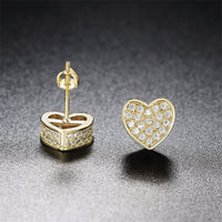 Cubic Zirconia & 18k Gold-Plated Heart Stud Earrings