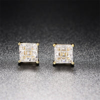 Crystal & 18k Gold-Plated Square Stud Earrings
