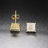 Crystal & 18k Gold-Plated Square Stud Earrings