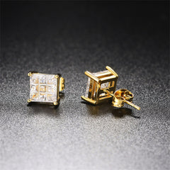 Crystal & 18K Gold-Plated Square Stud Earrings