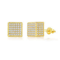 Cubic Zirconia & 18k Gold-Plated Cube Stud Earrings