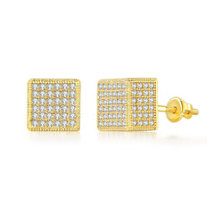 Cubic Zirconia & 18K Gold-Plated Cube Stud Earrings