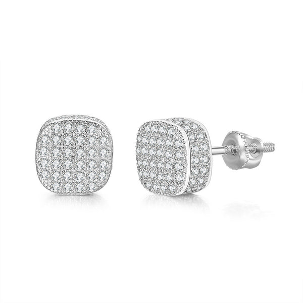 Cubic Zirconia & Silver-Plated Cushion Stud Earrings