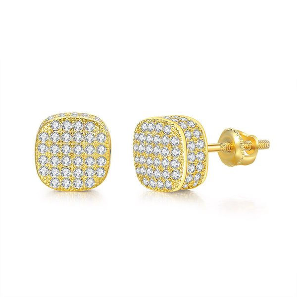 Cubic Zirconia & 18k Gold-Plated Cushion Stud Earrings