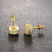 Cubic Zirconia & 18k Gold-Plated Cushion Stud Earrings