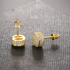 Cubic Zirconia & 18K Gold-Plated Cushion Stud Earrings