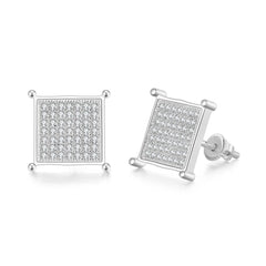 Cubic Zirconia & Silver-Plated Square Stud Earrings