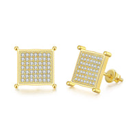 Cubic Zirconia & 18k Gold-Plated Square Stud Earrings