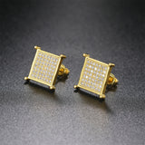 Cubic Zirconia & 18k Gold-Plated Square Stud Earrings