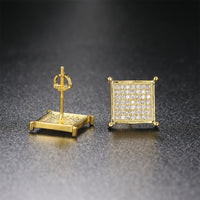 Cubic Zirconia & 18k Gold-Plated Square Stud Earrings