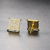 Cubic Zirconia & 18k Gold-Plated Square Stud Earrings