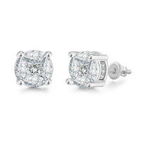 Crystal & Cubic Zirconia Marquise Round Stud Earrings
