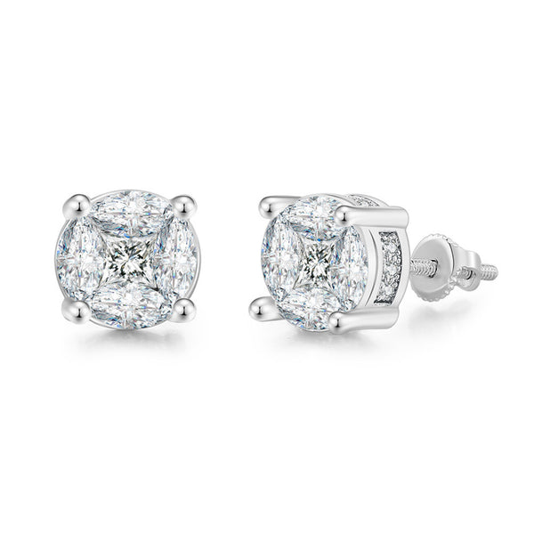 Crystal & Cubic Zirconia Marquise Round Stud Earrings
