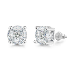 Crystal & Cubic Zirconia Marquise Round Stud Earrings