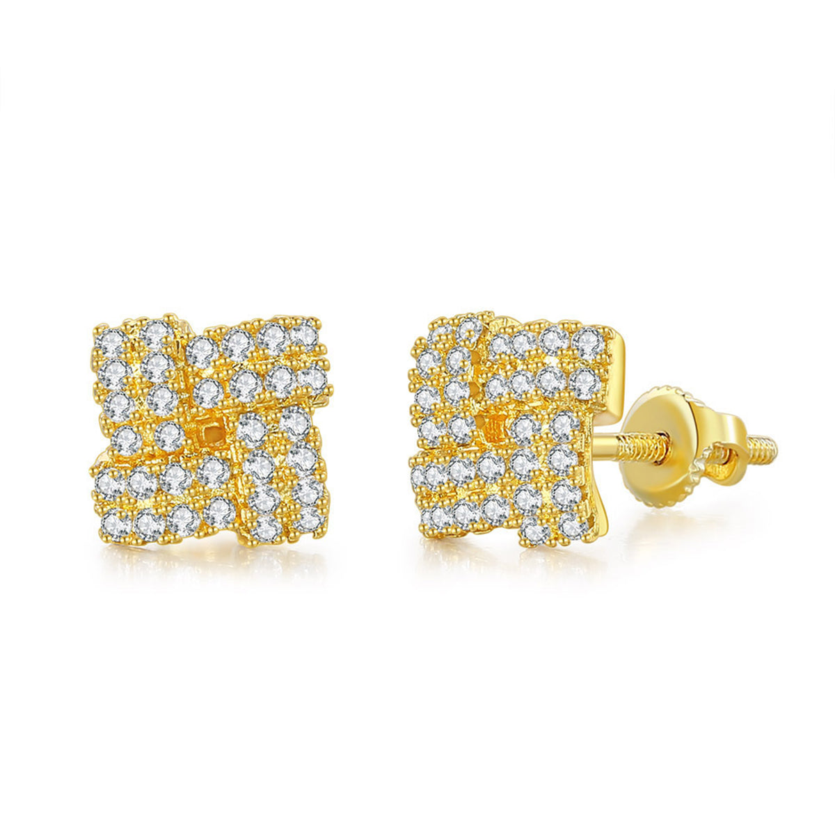Cubic Zirconia & 18K Gold-Plated Windmill Stud Earrings