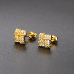 Cubic Zirconia & 18K Gold-Plated Windmill Stud Earrings