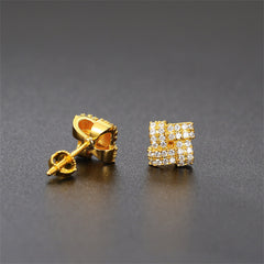 Cubic Zirconia & 18K Gold-Plated Windmill Stud Earrings
