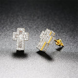 Crystal & Cubic Zirconia Two-Tone Cross Stud Earrings