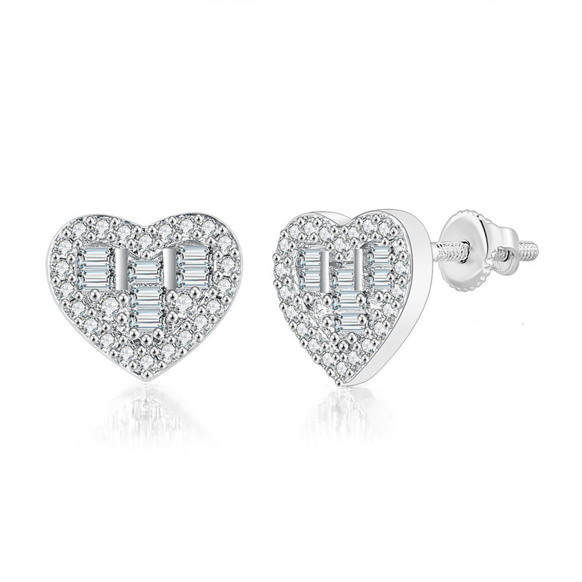 Crystal & Cubic Zirconia Silver-Plated Heart Stud Earrings