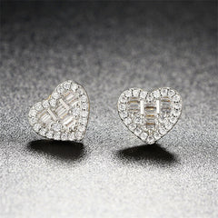 Crystal & Cubic Zirconia Two-Tone Heart Stud Earrings