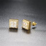 Crystal & Cubic Zirconia 18k Gold-Plated Square Stud Earrings