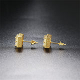 Crystal & Cubic Zirconia 18k Gold-Plated Square Stud Earrings