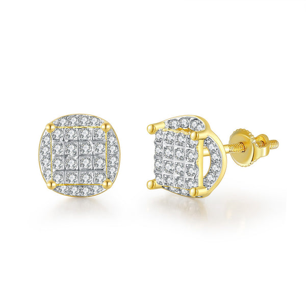 Cubic Zirconia & Two-Tone Parted Round Stud Earrings