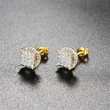 Cubic Zirconia & Two-Tone Parted Round Stud Earrings